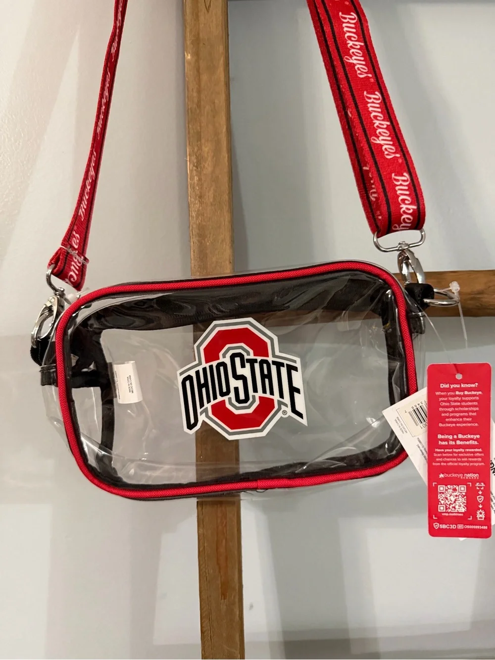 Clear Crossbody Bag with Red Trim